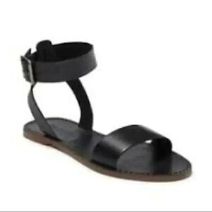Madewell The Boardwalk Leather Ankle-Strap Black Sandal Sz 6.5